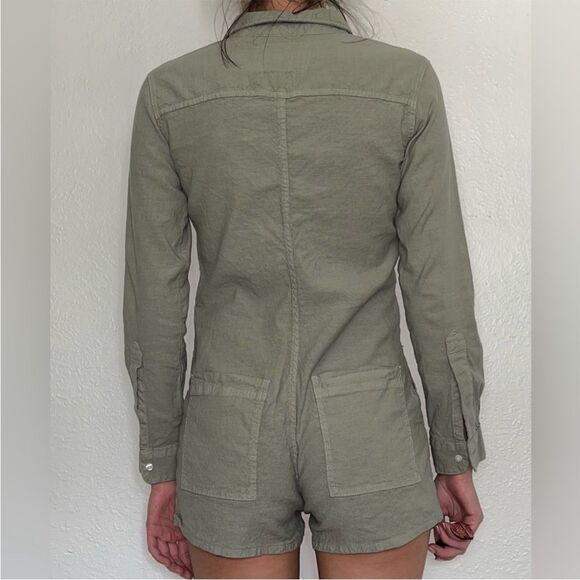NWT Frank & Eileen XXS Ireland Playsuit Sage Green Pockets Long Sleeve Boho Chic - Picture 4 of 10